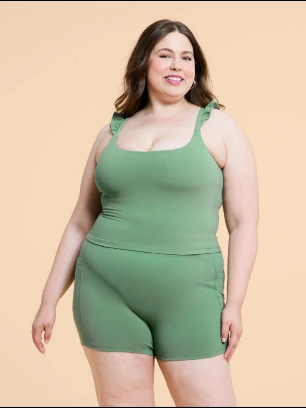 Blogilates Ruffle Tank Hedge Green